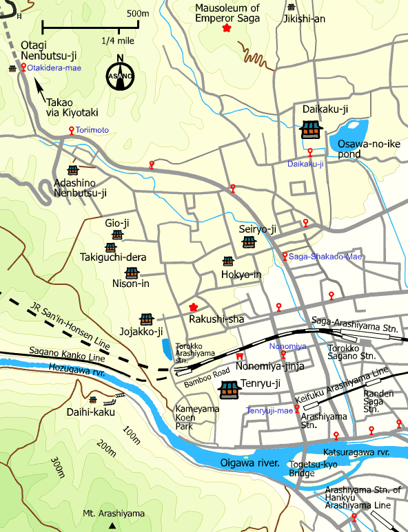 Map of Sagano and Arashiyama