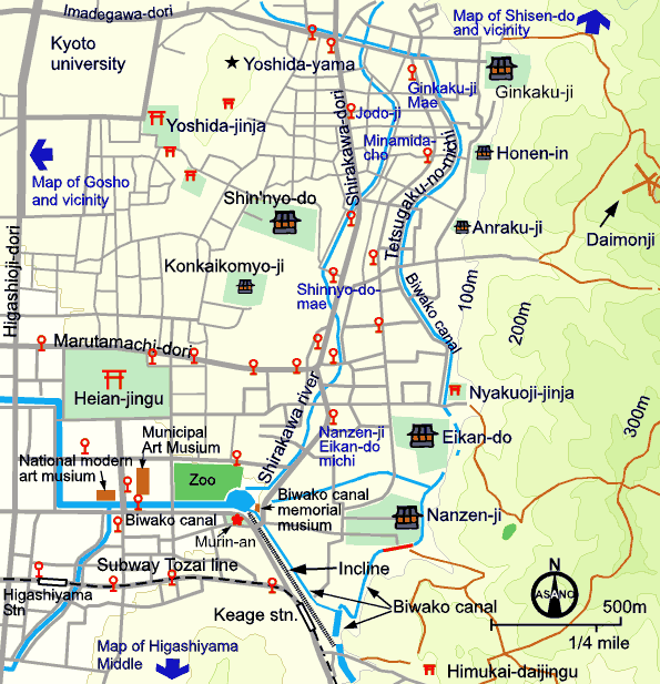 Local map of Higashiyama (north), Kyoto